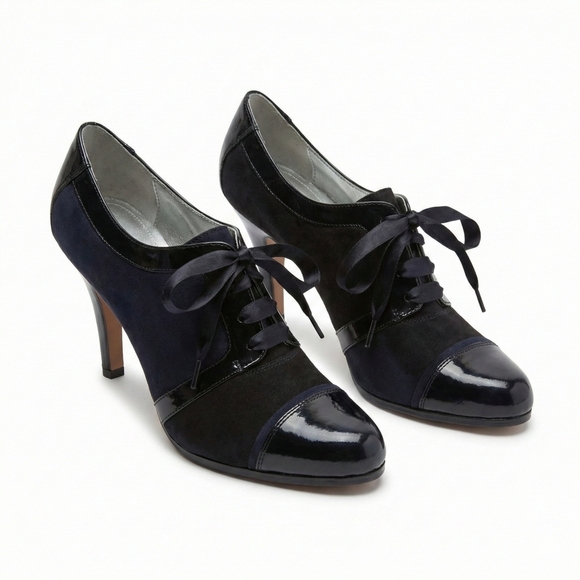 Tahari Shoes - Tahari Black Suede and Patent Leather Heels